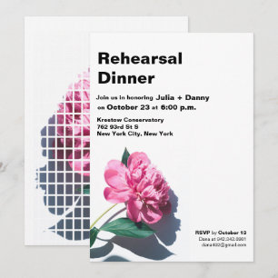 Modern Peony Flower Rehearsal Dinner Invitation