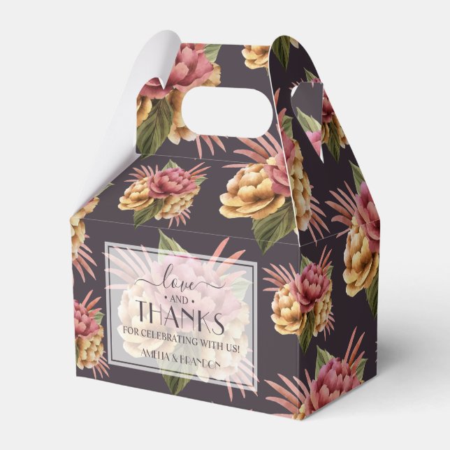 Modern Peony Flowers Favour Box (Front Side)