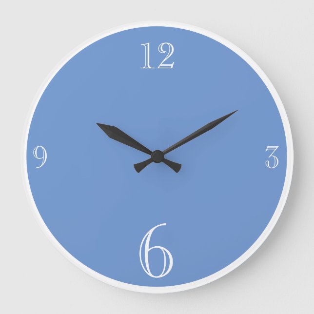 Modern Periwinkle Blue Colour Basic minimalist Large Clock (Front)
