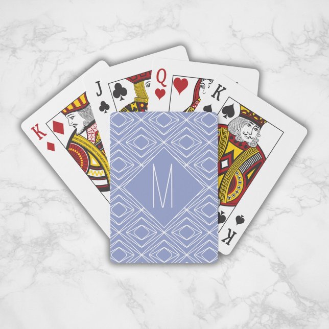 Modern Periwinkle Blue Geometric Pattern Initial Playing Cards (Creator Uploaded)