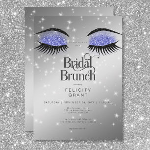 Modern Periwinkle Blue Glam Eyes Bridal Brunch Invitation