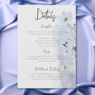 Modern Periwinkle Blue Wildflowers Details Enclosure Card