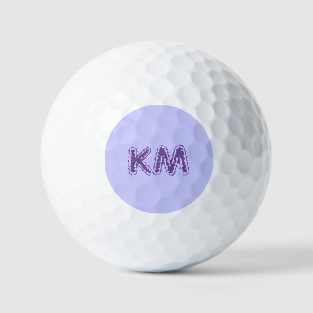 Modern Periwinkle Colour | Purple Monogram Initial Golf Balls (Front)