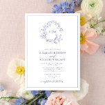 Modern Periwinkle Leafy Crest Monogram Wedding Invitation<br><div class="desc">We're loving this trendy, modern periwinkle wedding invitation! Simple, elegant, and oh-so-pretty, it features a hand drawn leafy wreath encircling a modern wedding monogram. It is personalised in elegant typography, and accented with hand-lettered calligraphy. Finally, it is trimmed in a delicate frame. Veiw suite here: https://www.zazzle.com/collections/periwinkle_leafy_crest_monogram_wedding-119738210652147290 Contact designer for matching...</div>