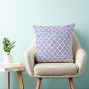 Modern Periwinkle Moroccan Quatrefoil Pattern Cushion