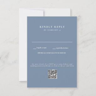  Modern Periwinkle Wedding QR Code RSVP Card
