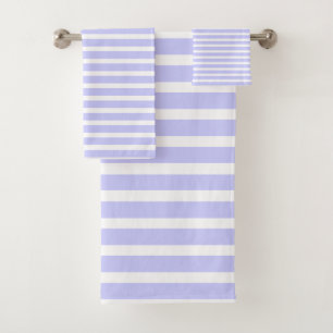Modern Periwinkle White Stripes Pattern Bath Towel Set