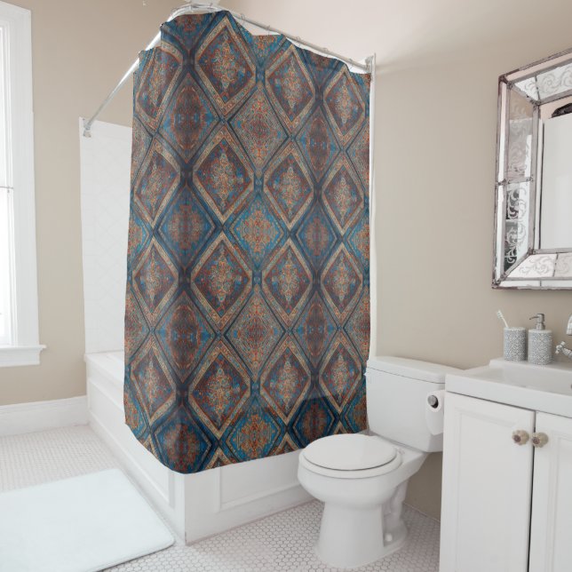 Modern Persian Beautiful Old Pattern Collection Shower Curtain (In Situ)