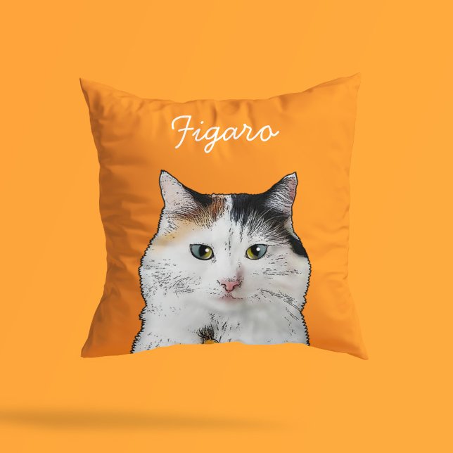 Modern Persian Cat Illustration | Add Name  Cushion (Creator Uploaded)