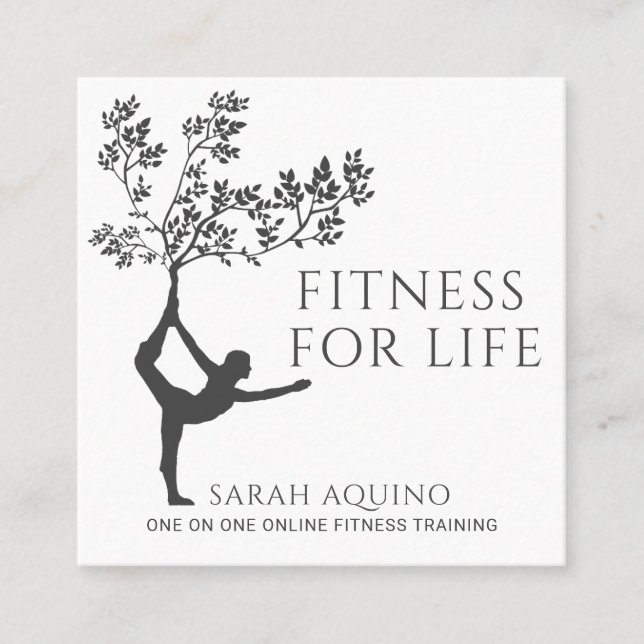 Modern Personal Fitness Trainer Coach Square Busin Square Business Card (Front)