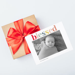 Modern Personal Photo   Colourful Blessed Postcard