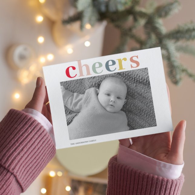 Modern Personal Photo | Colourful Cheers Postcard (Creator Uploaded)