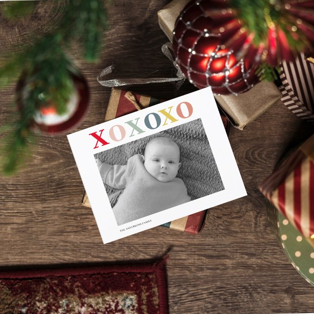 Modern Personal Photo | Colourful XoXoXo Postcard (Creator Uploaded)