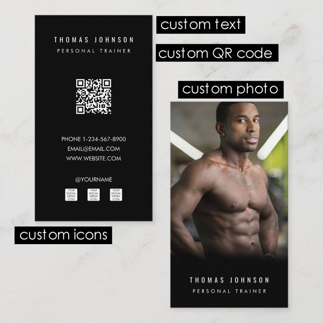 Modern Personal Trainer Fitness Athlete Photo Business Card (Modern Personal Trainer Fitness Athlete Photo Business Card)