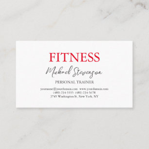 Modern Personal Trainer Fitness Minimalist Plain Business Card