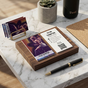 Modern Personal Trainer Fitness Photo QR Code Business Card