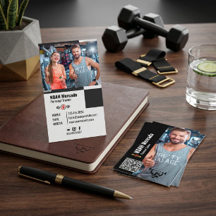 Modern Personal Trainer Fitness with Photo Business Card