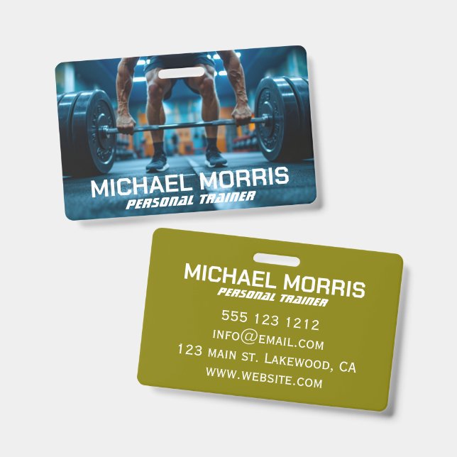 Modern Personal Trainer Gym Coach ID Badge (Front & Back)