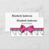 Modern Personal Trainer With Girly Pink Ribbon Business Card (Front/Back)