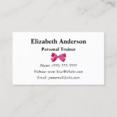 Modern Personal Trainer With Girly Pink Ribbon Business Card (Back)