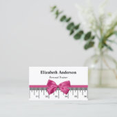 Modern Personal Trainer With Girly Pink Ribbon Business Card (Standing Front)