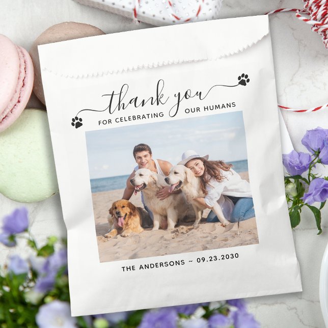 Modern Personalise Photo Thank You Pet Dog Wedding Favour Bags (Creator Uploaded)