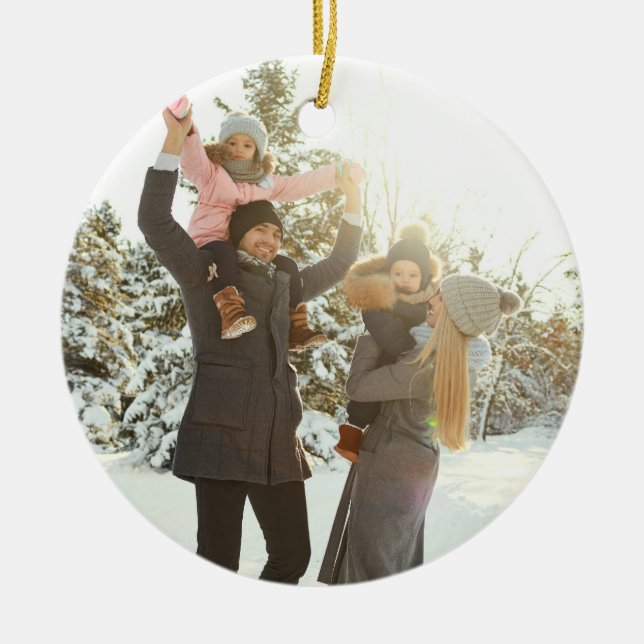 Modern Personalise Quote Custom Photo Ceramic Tree Decoration (Front)