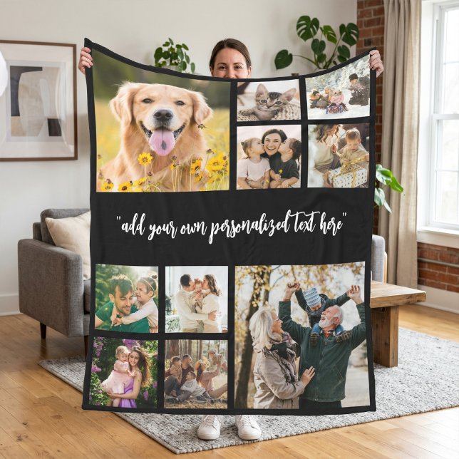 Modern Personalised 10 Photo Collage Fleece Blanket (Creator Uploaded)