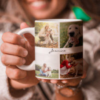 Modern Personalised 10 Photos Collage Dog White