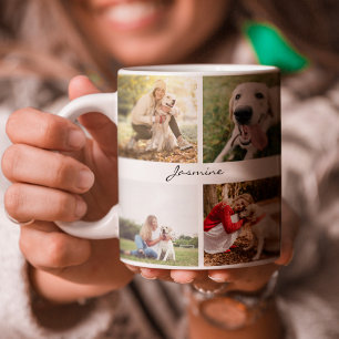 Modern Personalised 10 Photos Collage Dog White Two-Tone Coffee Mug