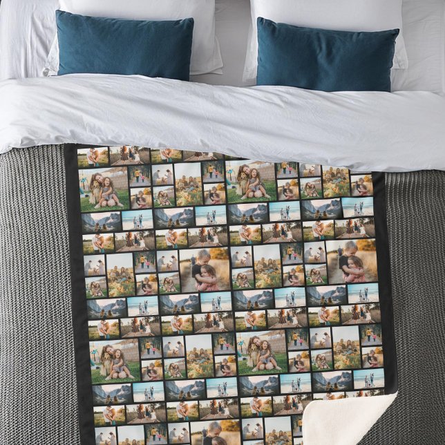 Modern Personalised 128 Photo Collage Sherpa Blanket (Creator Uploaded)