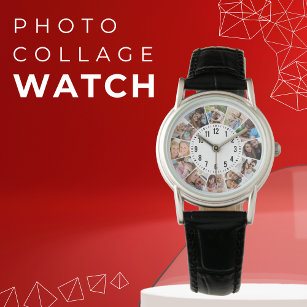 Modern Personalised 12 Photo Collage Watch