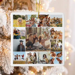 Modern Personalised 13 Photo Collage Ceramic Ornament