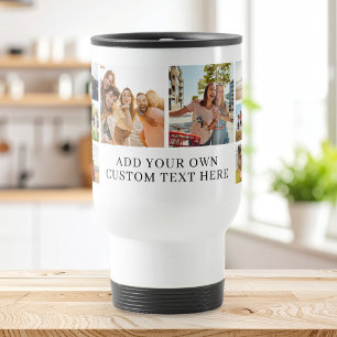 Modern Personalised 14 Photo Collage Travel Mug