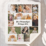 Modern Personalised 16 Photo Collage Custom Colour Sherpa Blanket<br><div class="desc">The Modern Personalised 16 Photo Collage Custom Colour Fleece Blanket offers a unique way to celebrate memories. Featuring 16 of your favourite photos arranged in a stylish collage, this blanket adds a personal touch to your home decor. You can customise the background colour to match your style, making it a...</div>