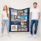 Modern Personalised 19 Photo Collage Navy Blue