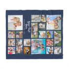Modern Personalised 19 Photo Collage Navy Blue