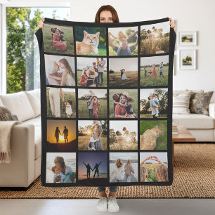 Modern Personalised 20 Photo Collage Fleece Blanket