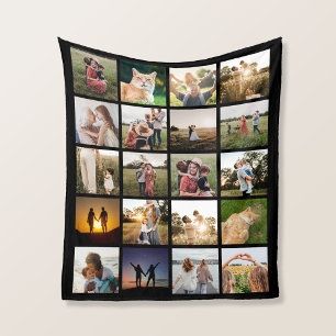 Modern Personalised 20 Photo Collage Fleece Blanket