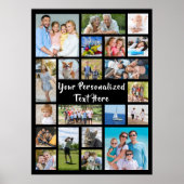 Modern Personalised 21 Photo Collage Custom Colour Poster (Front)