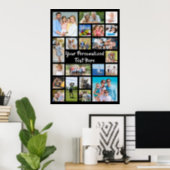 Modern Personalised 21 Photo Collage Custom Colour Poster (Home Office)