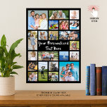 Modern Personalised 21 Photo Collage Custom Colour Poster<br><div class="desc">Create a modern, unique, photo collage poster print utilising this easy-to-upload template featuring 21 square and rectangle picture formats to accommodate a variety of types of photos and personalised with your custom text. The editable text is shown in a suggested and changeable hand lettered brush calligraphy typography in white against...</div>