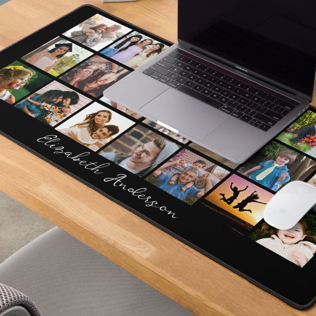 Modern Personalised 21-Photo Collage Desk Mat (Creator Uploaded)