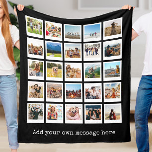 Modern Personalised 25 Photo Collage Fleece Blanket