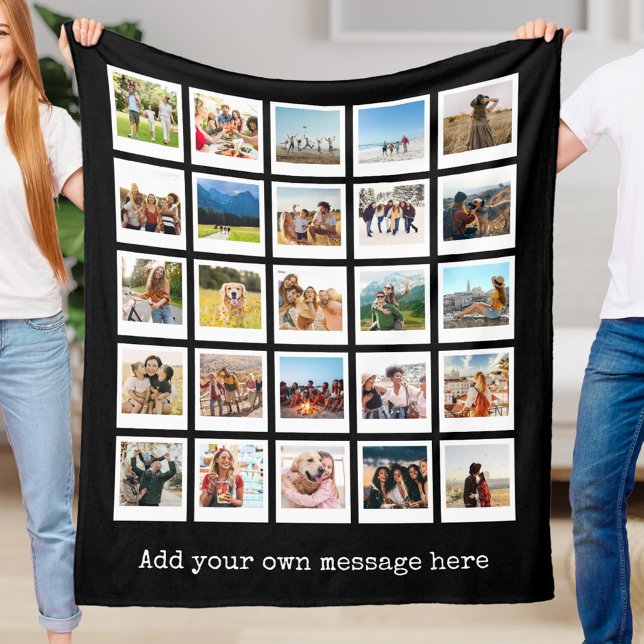 Modern Personalised 25 Photo Collage Fleece Blanket (Creator Uploaded)