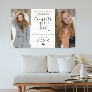 Modern Personalised 2 Photo Graduation Banner