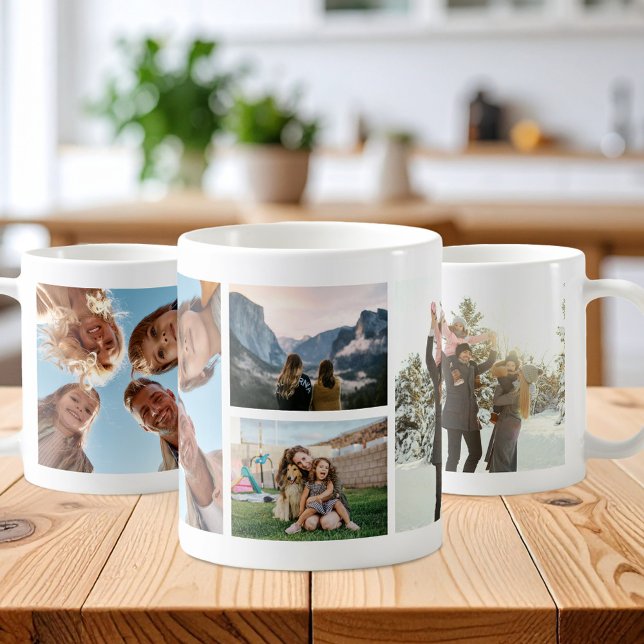 Modern Personalised 4 Photo Collage Coffee Mug (Creator Uploaded)