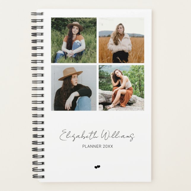 Modern Personalised 4 Photo Collage Planner (Front)