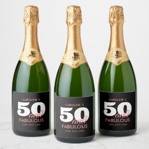 Modern Personalised 50th Birthday Sparkling Wine Label