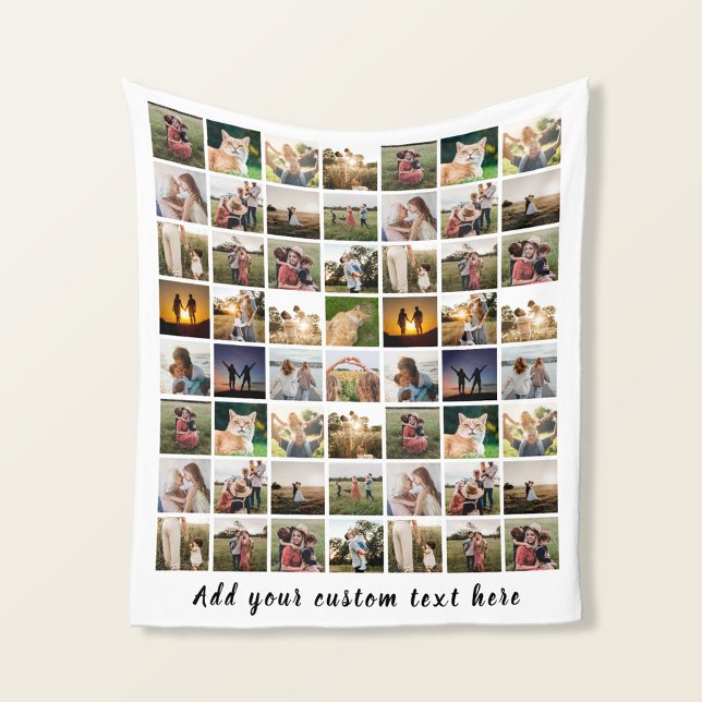 Modern Personalised 56 Photo Collage Fleece Blanket (Creator Uploaded)